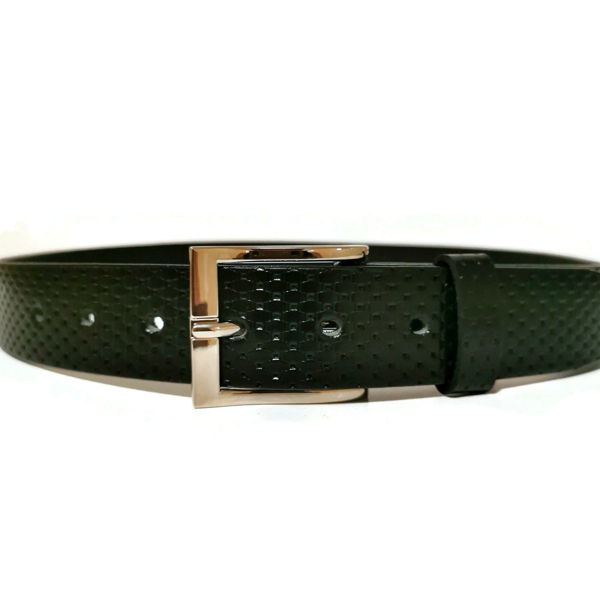 Personalized Black Leather belt for Men Embossed Minimalist with  Removable Buckle
