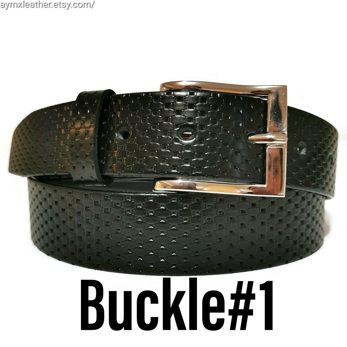 Personalized Black Leather belt for Men Embossed Minimalist with  Removable Buckle