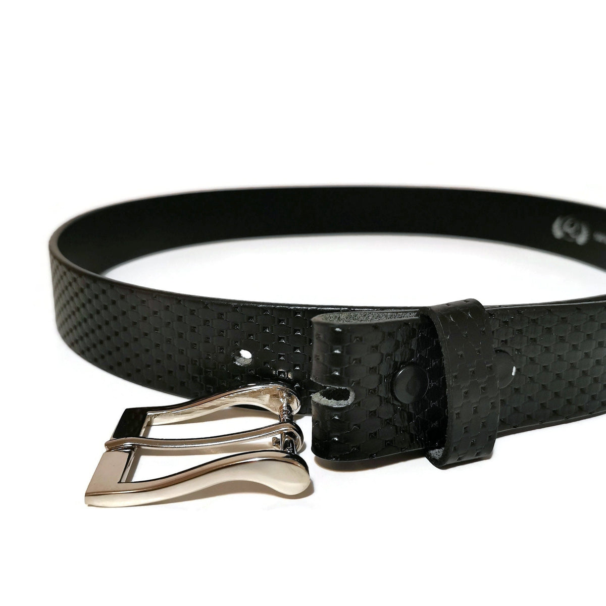 Personalized Black Leather belt for Men Embossed Minimalist with  Removable Buckle