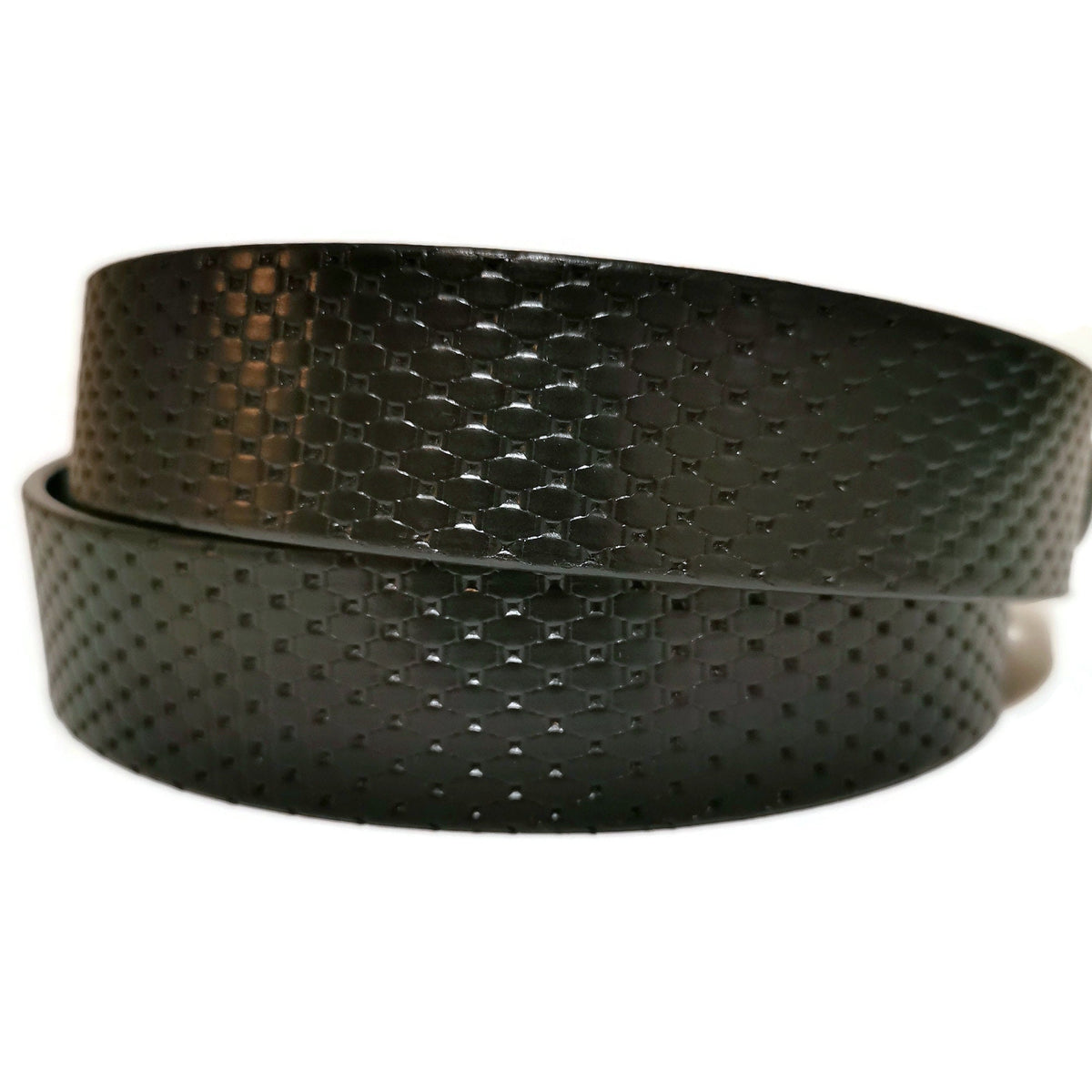 Personalized Black Leather belt for Men Embossed Minimalist with  Removable Buckle