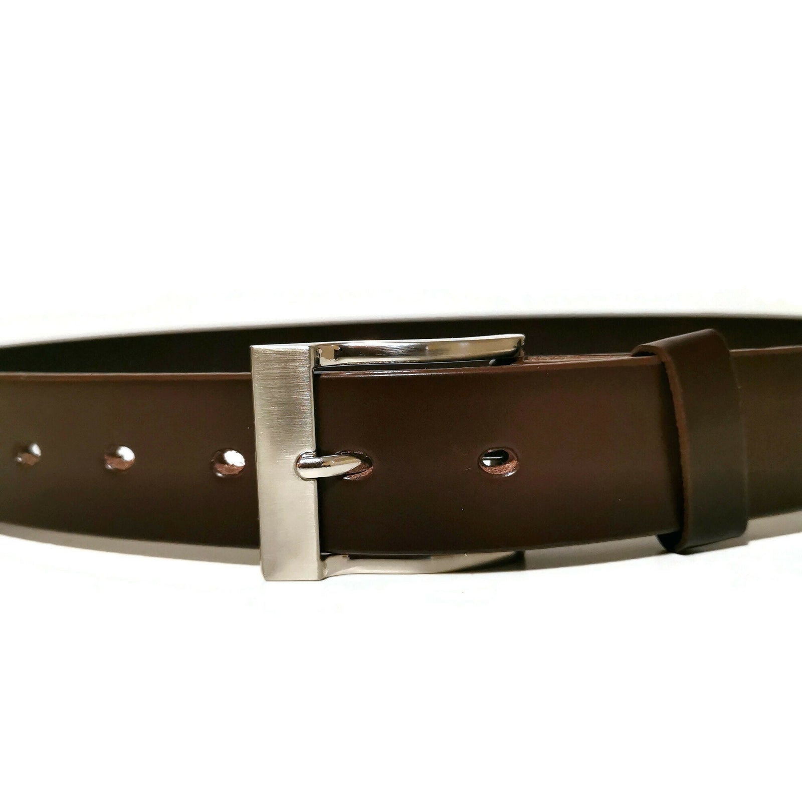 Brown Leather Belt, Men's Casual Belt with Removable Buckle