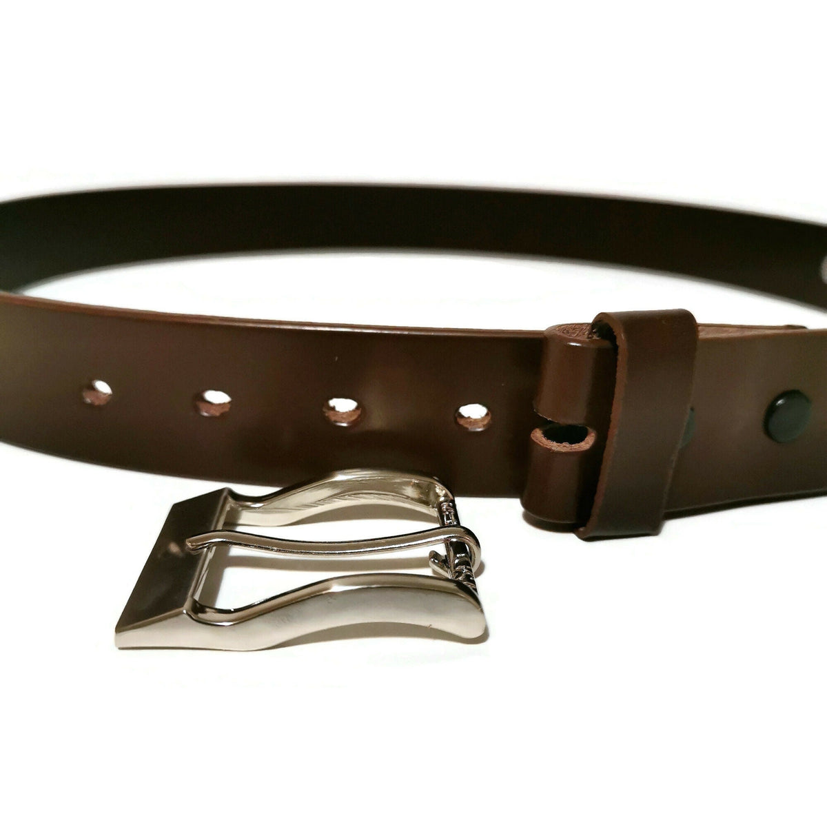 Personalized Brown Leathwr Belt: Men's Casual Belt with Removable Buckle