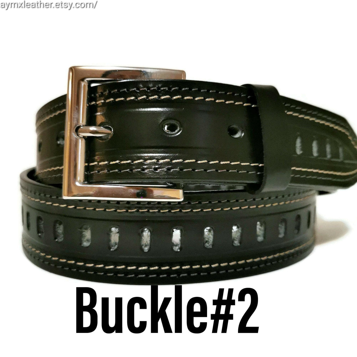 Full-Grain Black Leather Belt for Men, Casual, Removable Buckle