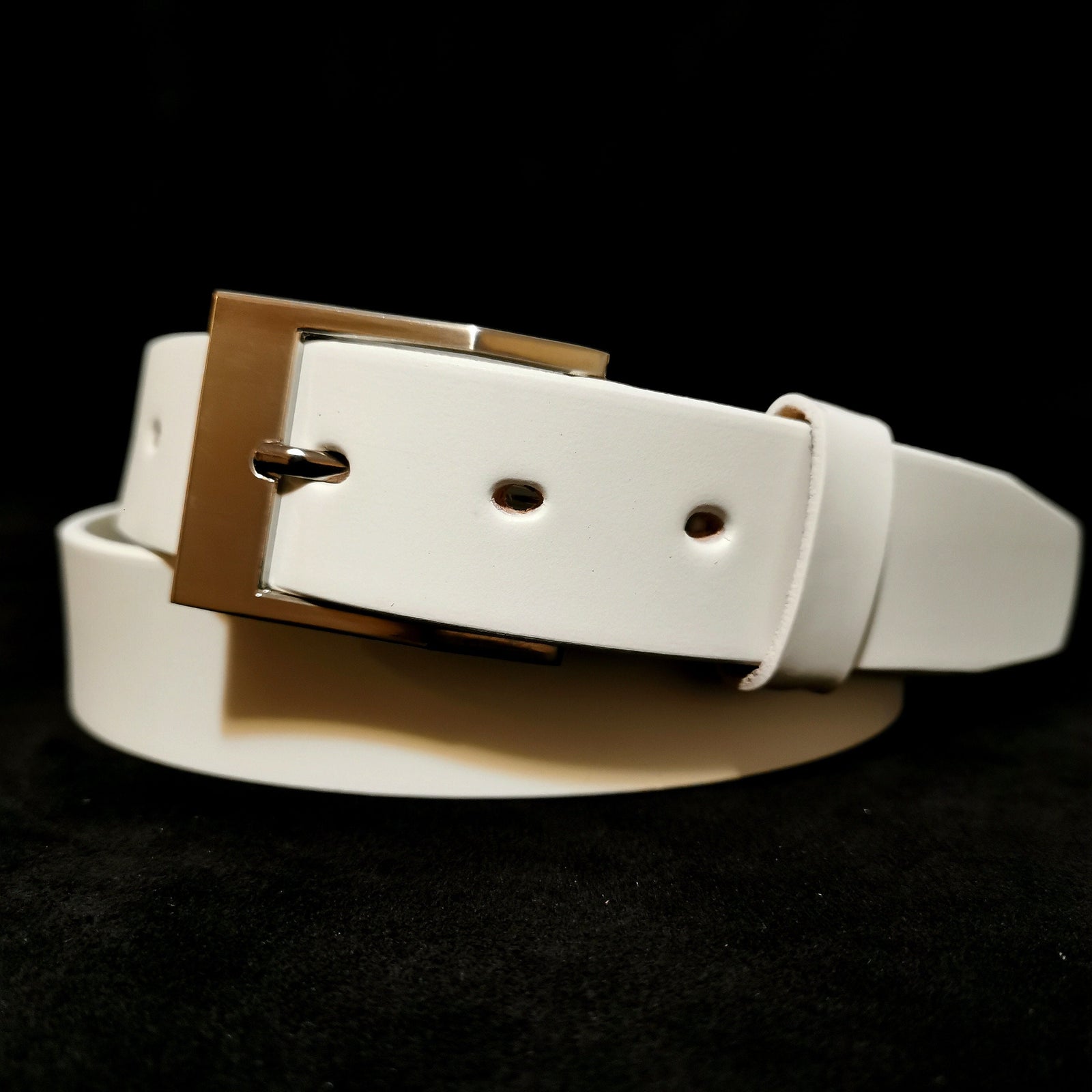White Leather Belt  With Removable Buckle Cowhide, Casual , Dress Belt