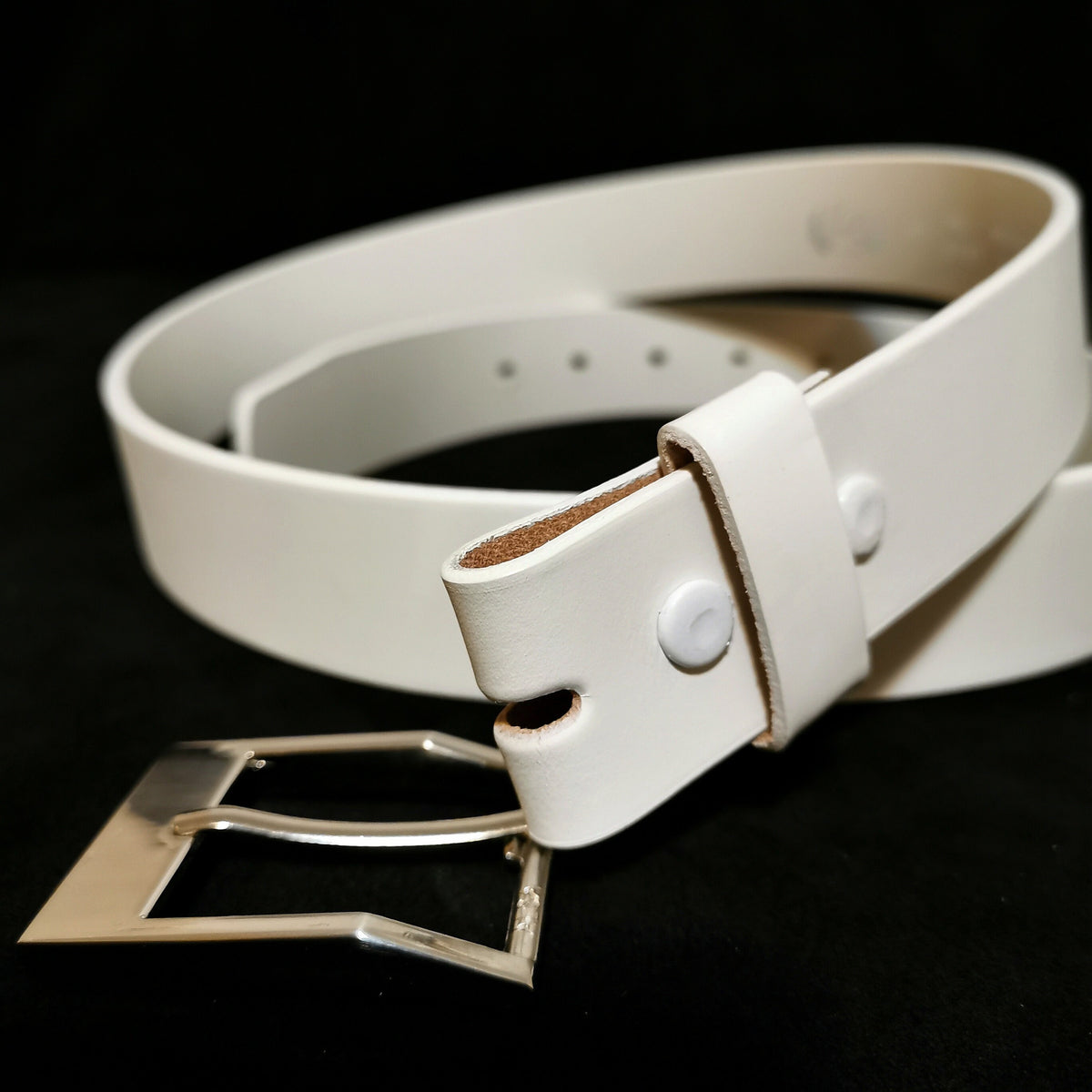 White Leather Belt  With Removable Buckle Cowhide, Casual , Dress Belt