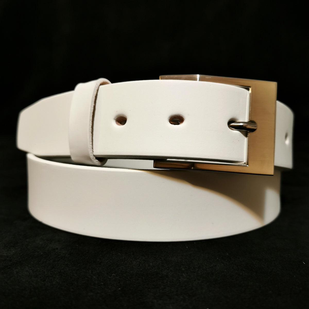 White Leather Belt  With Removable Buckle Cowhide, Casual , Dress Belt