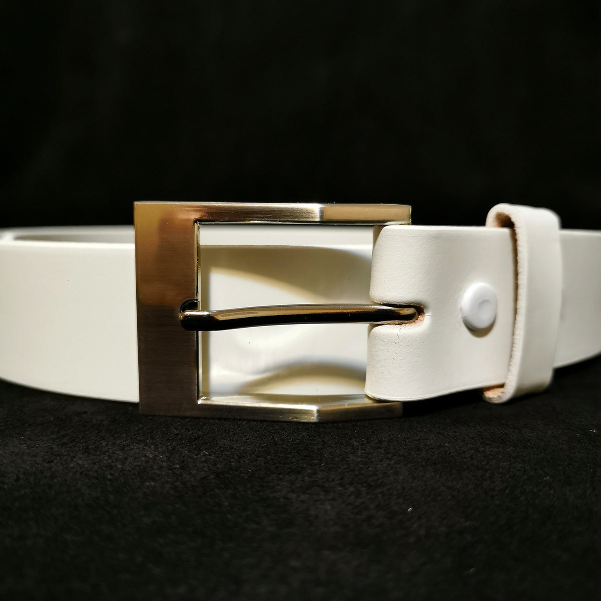 White Leather Belt  With Removable Buckle Cowhide, Casual , Dress Belt