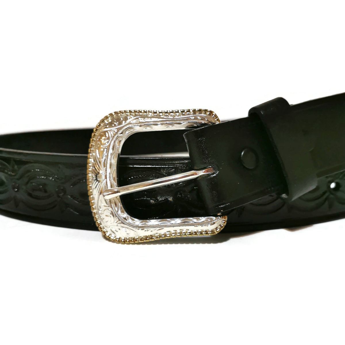 Black Leather Cowboy Belt  For Men with Removable Buckle Rodeo Western Personalized