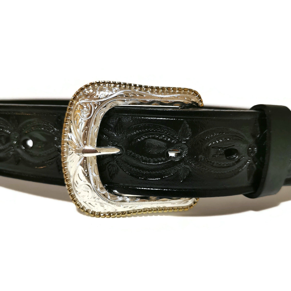 Black Leather Cowboy Belt  For Men with Removable Buckle Rodeo Western Personalized