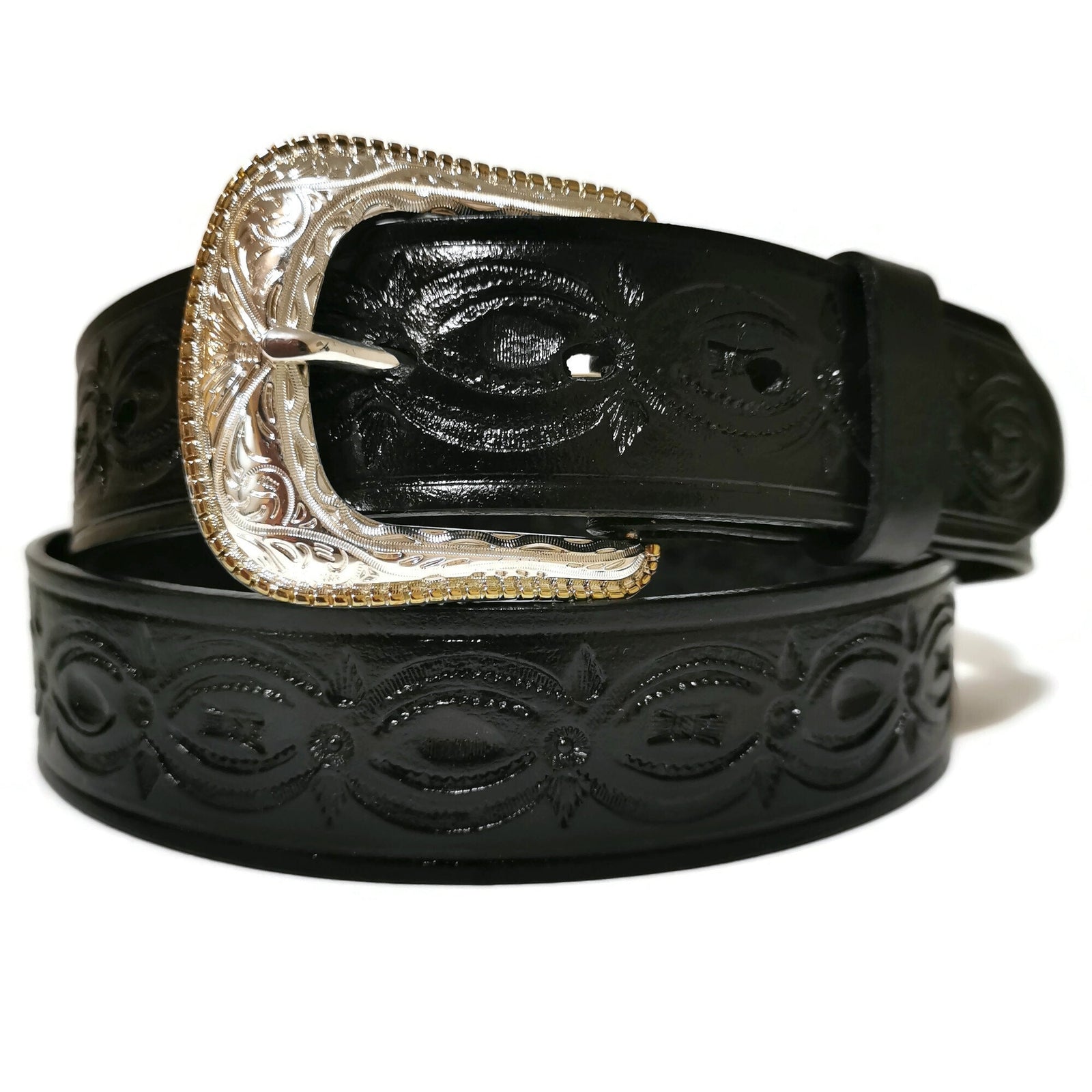 Black Leather Cowboy Belt  For Men with Removable Buckle Rodeo Western Personalized