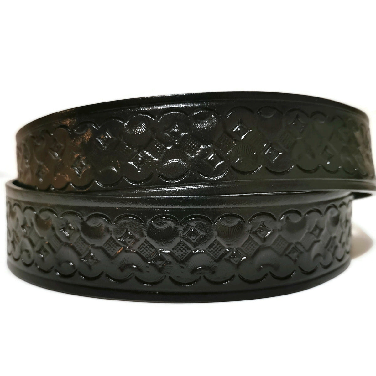 Handmade Tooled Black Leather Belt: Western Rodeo Cowboy , Personalized