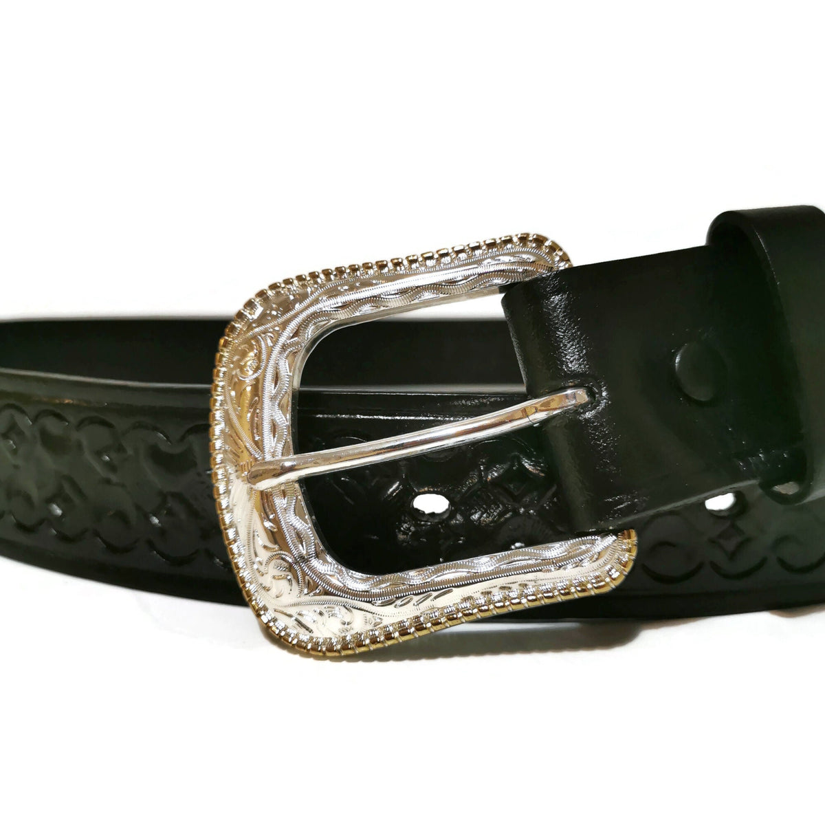 Handmade Tooled Black Leather Belt: Western Rodeo Cowboy , Personalized