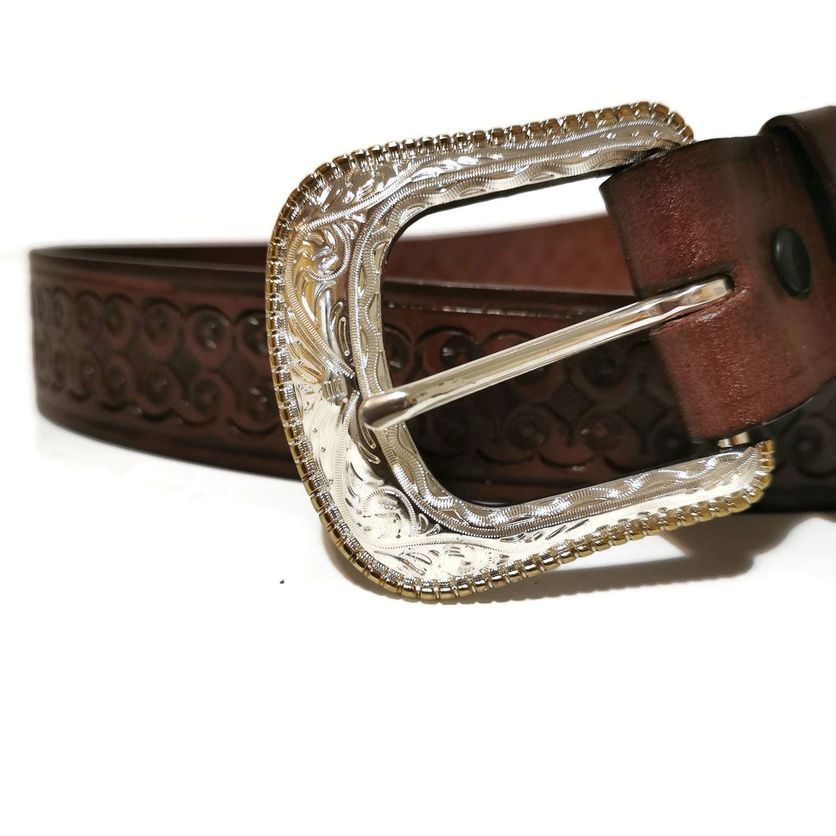 Brown Leather Western Belt for Men Rodeo Removable Buckle, Personalized