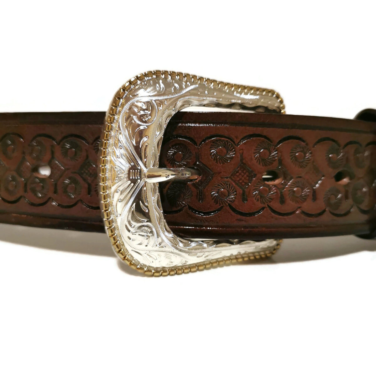 Brown Leather Western Belt for Men Rodeo Removable Buckle, Personalized