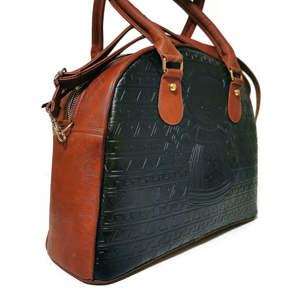 Embossed Faux Leather Shoulder Bag: Handmade Boho Handbag
