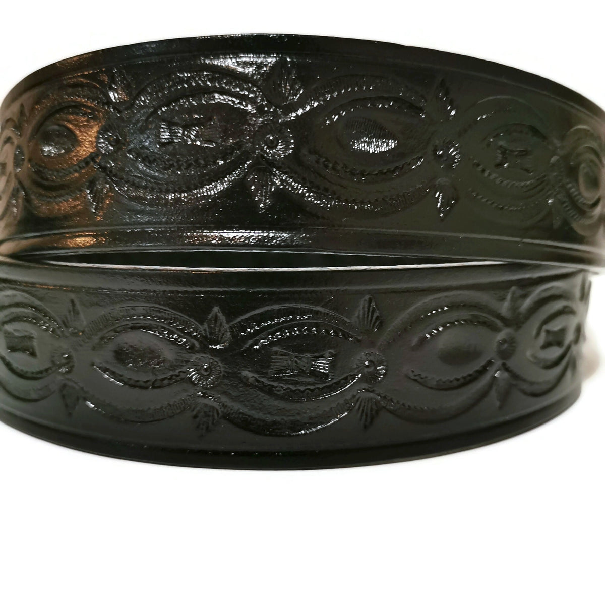 Black Leather Cowboy Belt  For Men with Removable Buckle Rodeo Western Personalized