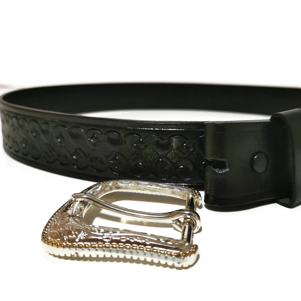 Handmade Tooled Black Leather Belt: Western Rodeo Cowboy , Personalized