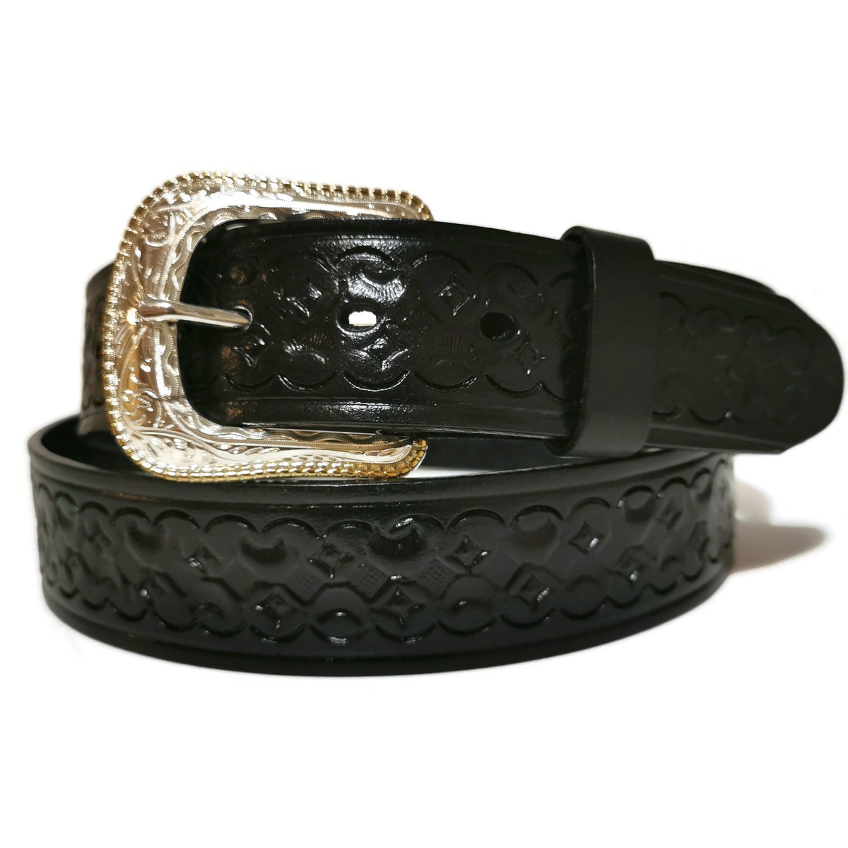Handmade Tooled Black Leather Belt: Western Rodeo Cowboy , Personalized