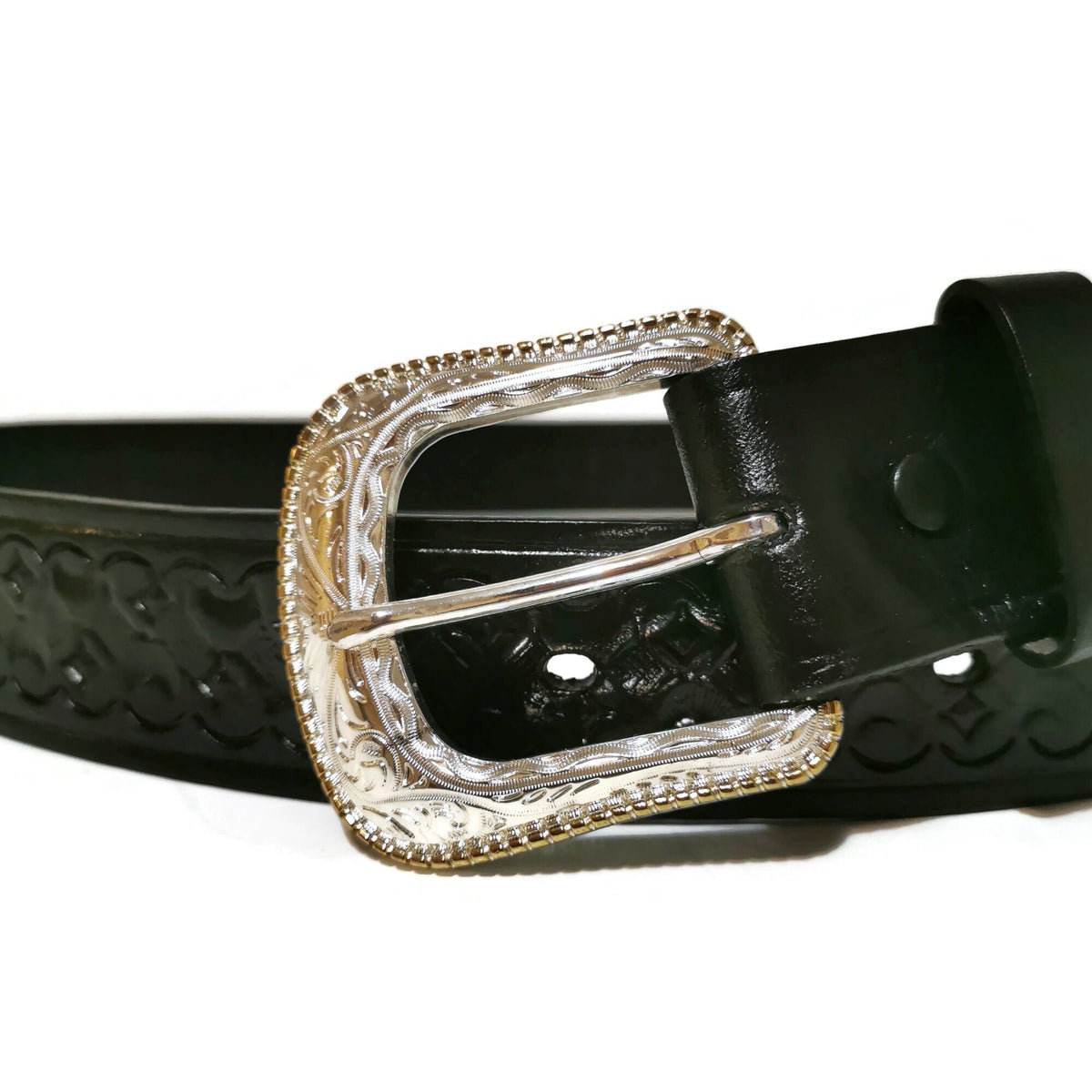 Handmade Tooled Black Leather Belt: Western Rodeo Cowboy , Personalized