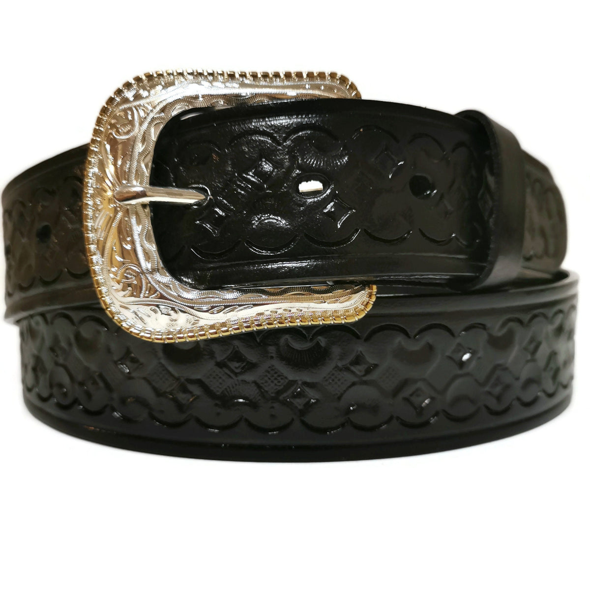 Handmade Tooled Black Leather Belt: Western Rodeo Cowboy , Personalized