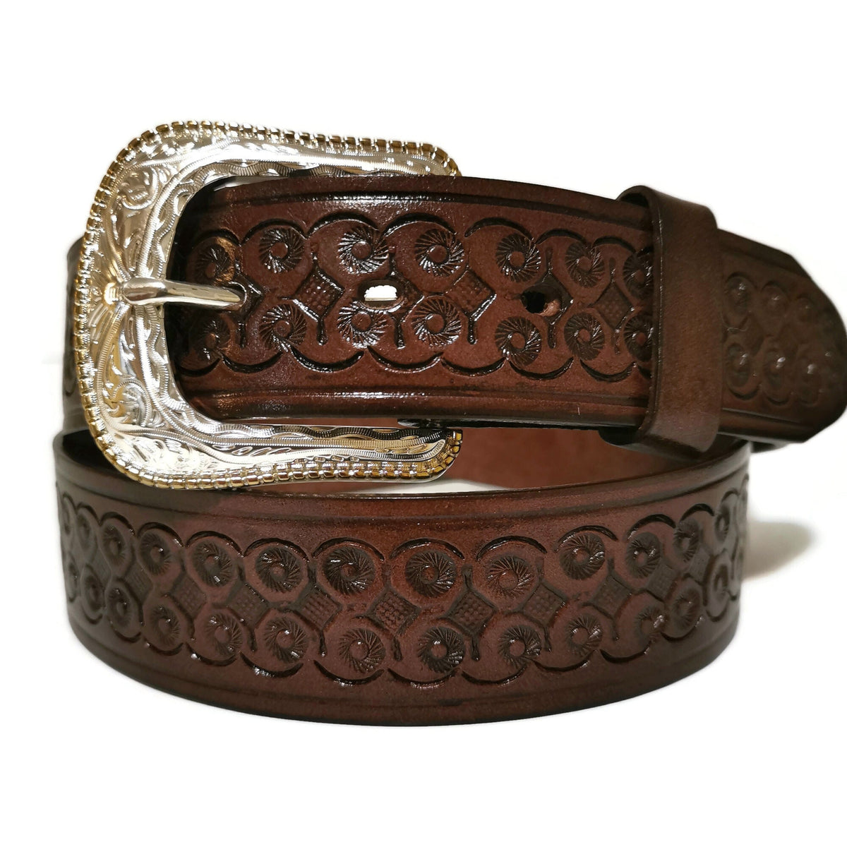 Brown Leather Western Belt for Men Rodeo Removable Buckle, Personalized
