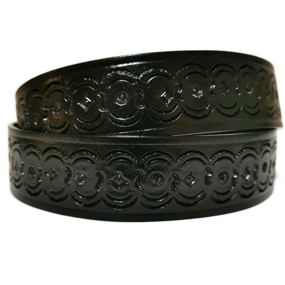 Black Hand Tooled Leather Belt Western Rodeo Cowboy Style For Men, Personalized