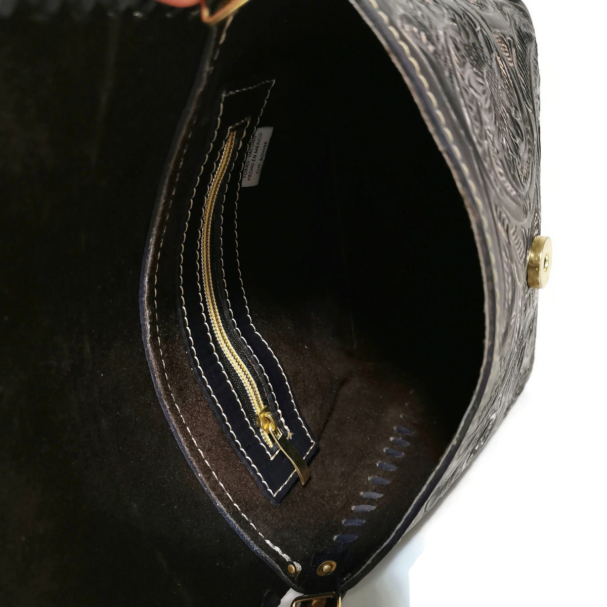Hand-Tooled Leather Shoulder Bag: Brown Cowhide Purse