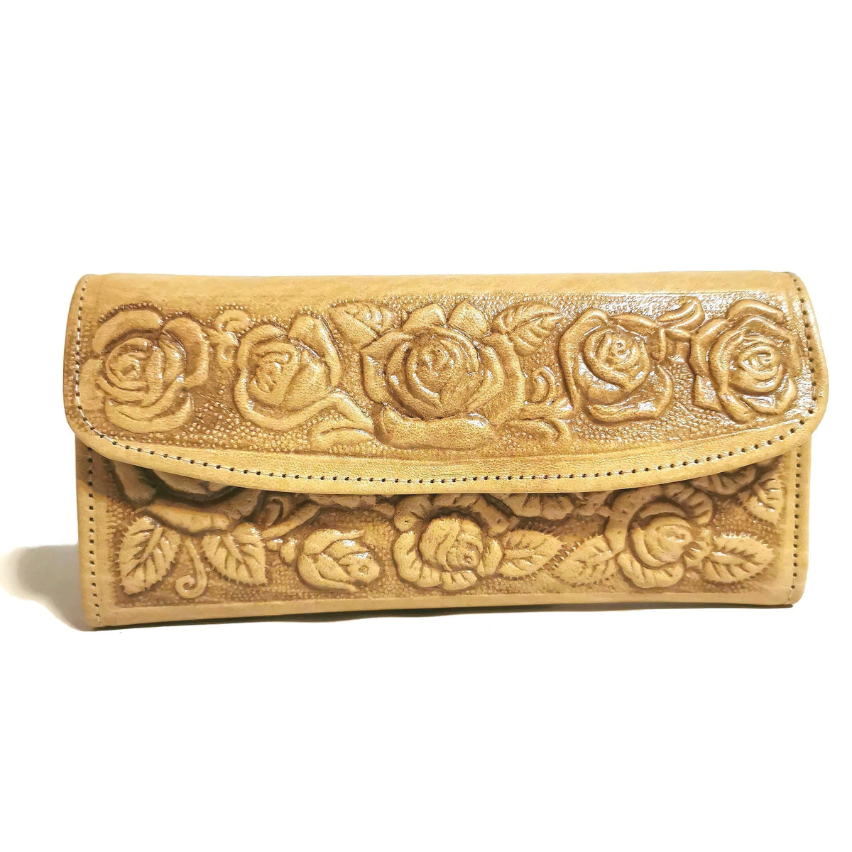 Large Leather Wallet For Women, For Cards,  Floral Embossed