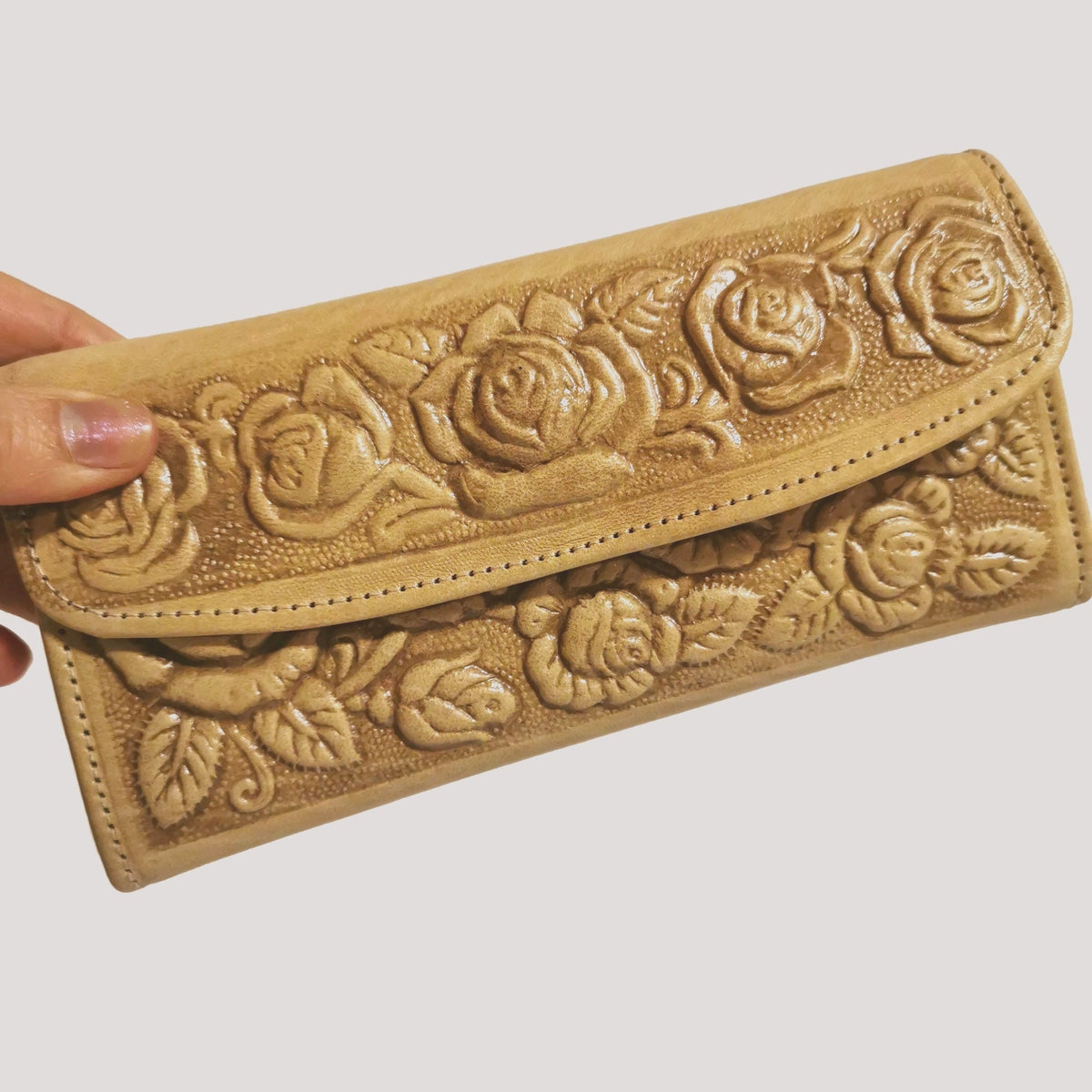 Large Leather Wallet For Women, For Cards,  Floral Embossed