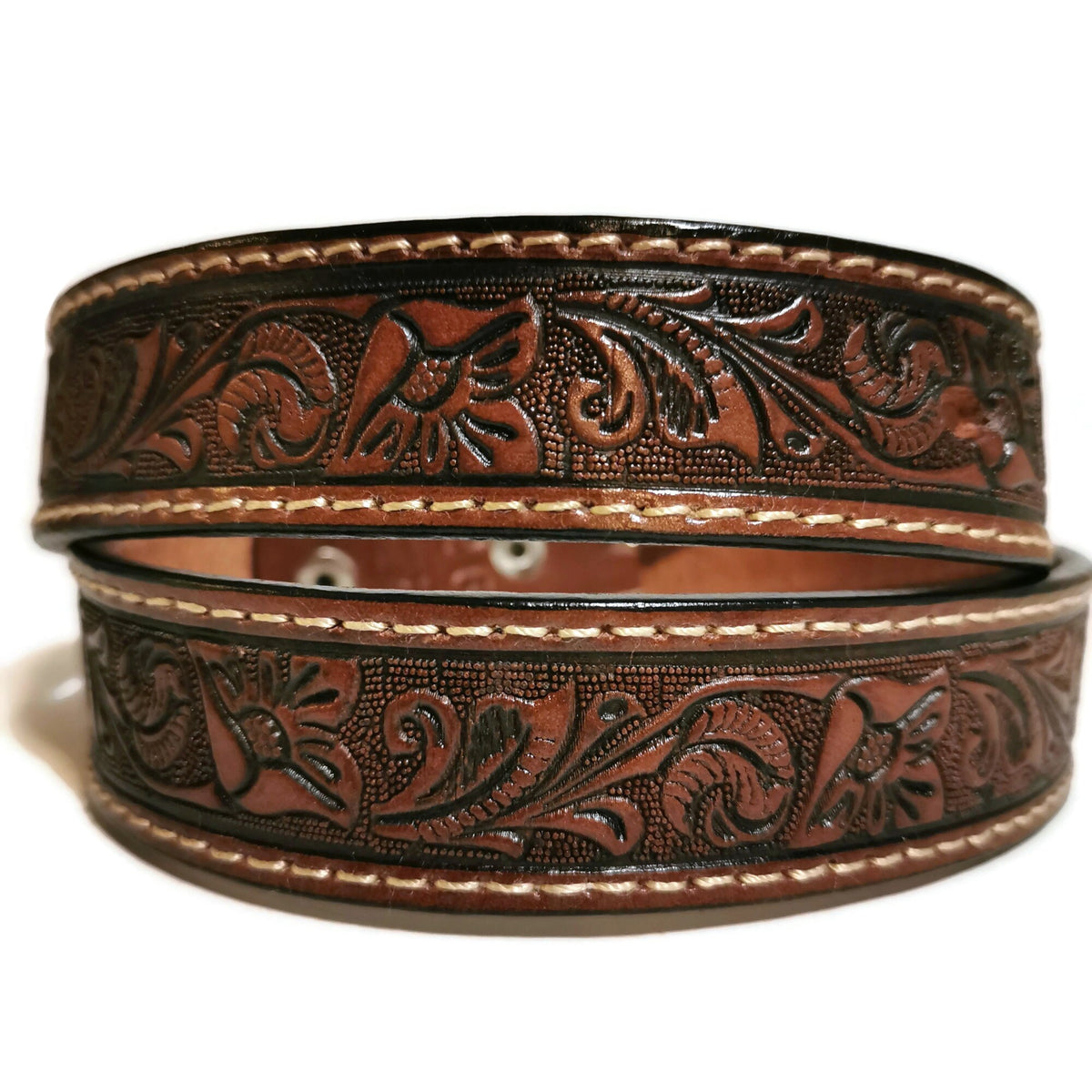 Embossed Leather Belt for Kids Personalized  Floral Boho Style
