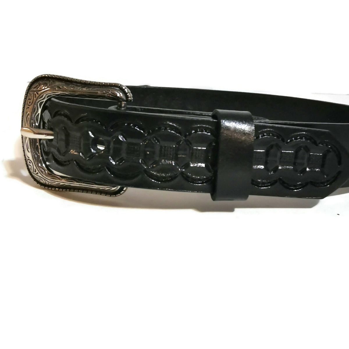 Personalized Rodeo Leather Belt for Kids Black Hand Tooled Western Children Belt