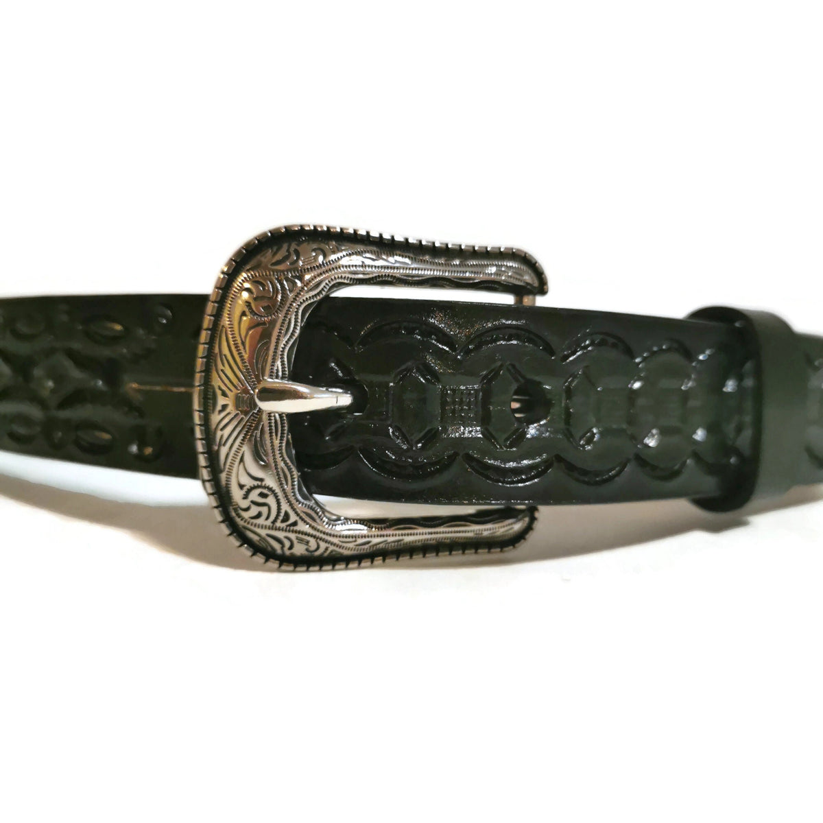 Personalized Rodeo Leather Belt for Kids Black Hand Tooled Western Children Belt