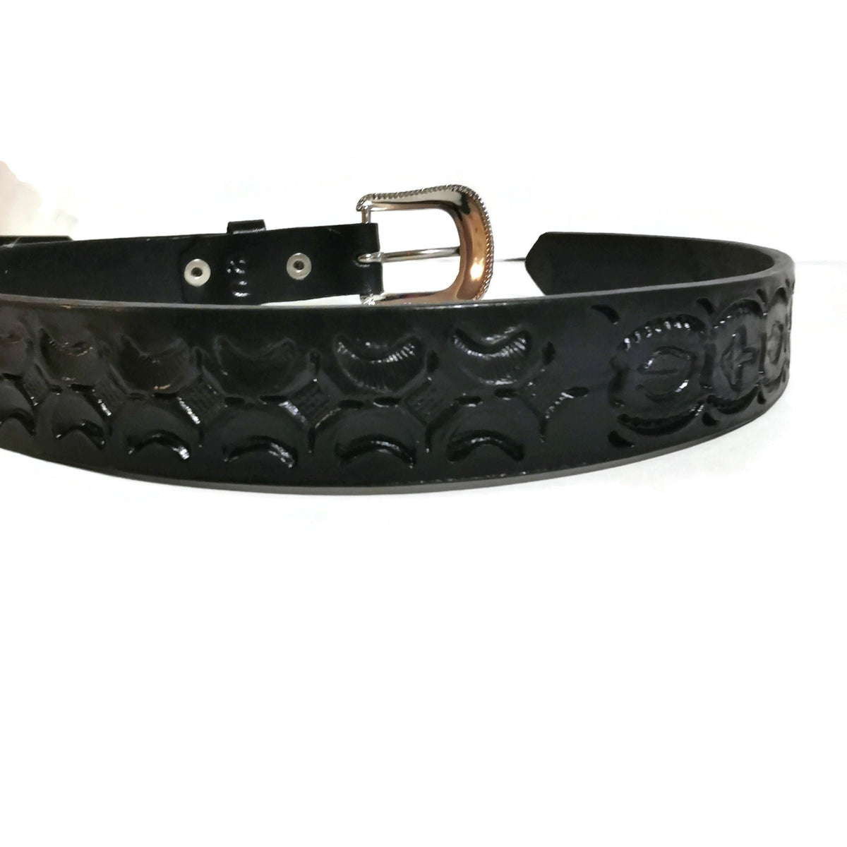 Personalized Black Leather Belt for Kids with Snap Buckle, Rodeo Western Cowboy