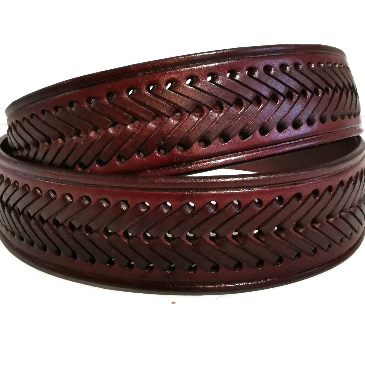 Brown Leather Belt For Men: Embossed Eagle, Braided, Rodeo, Removable Buckle