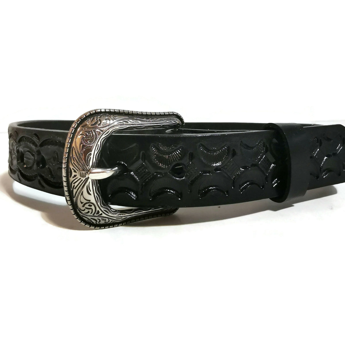 Personalized Black Leather Belt for Kids with Snap Buckle, Rodeo Western Cowboy