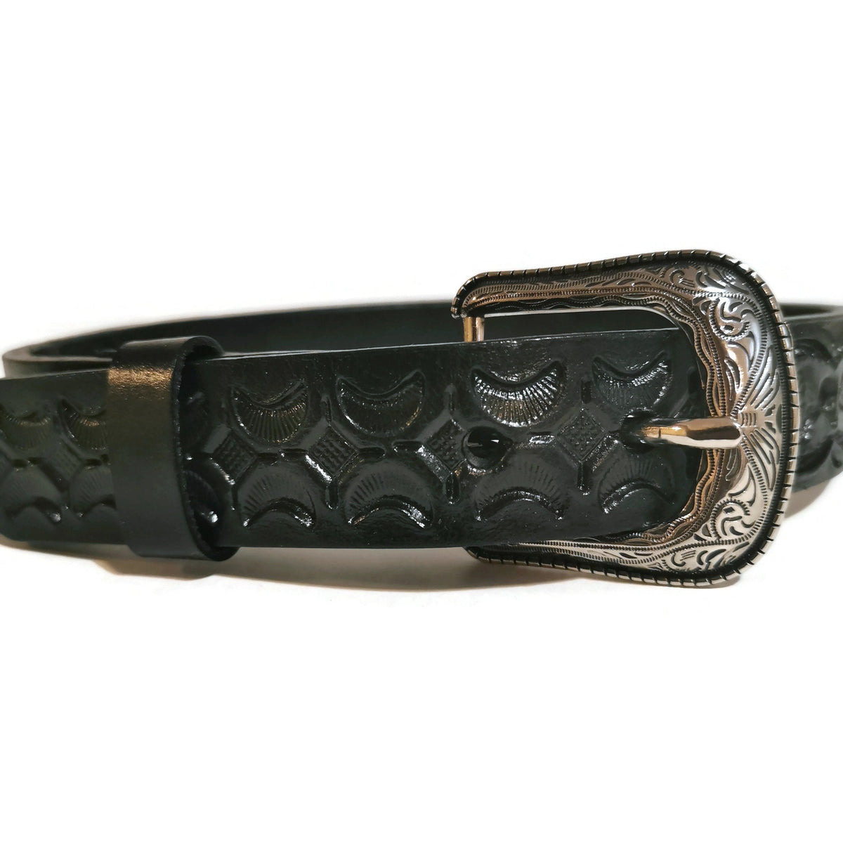 Personalized Black Leather Belt for Kids with Snap Buckle, Rodeo Western Cowboy