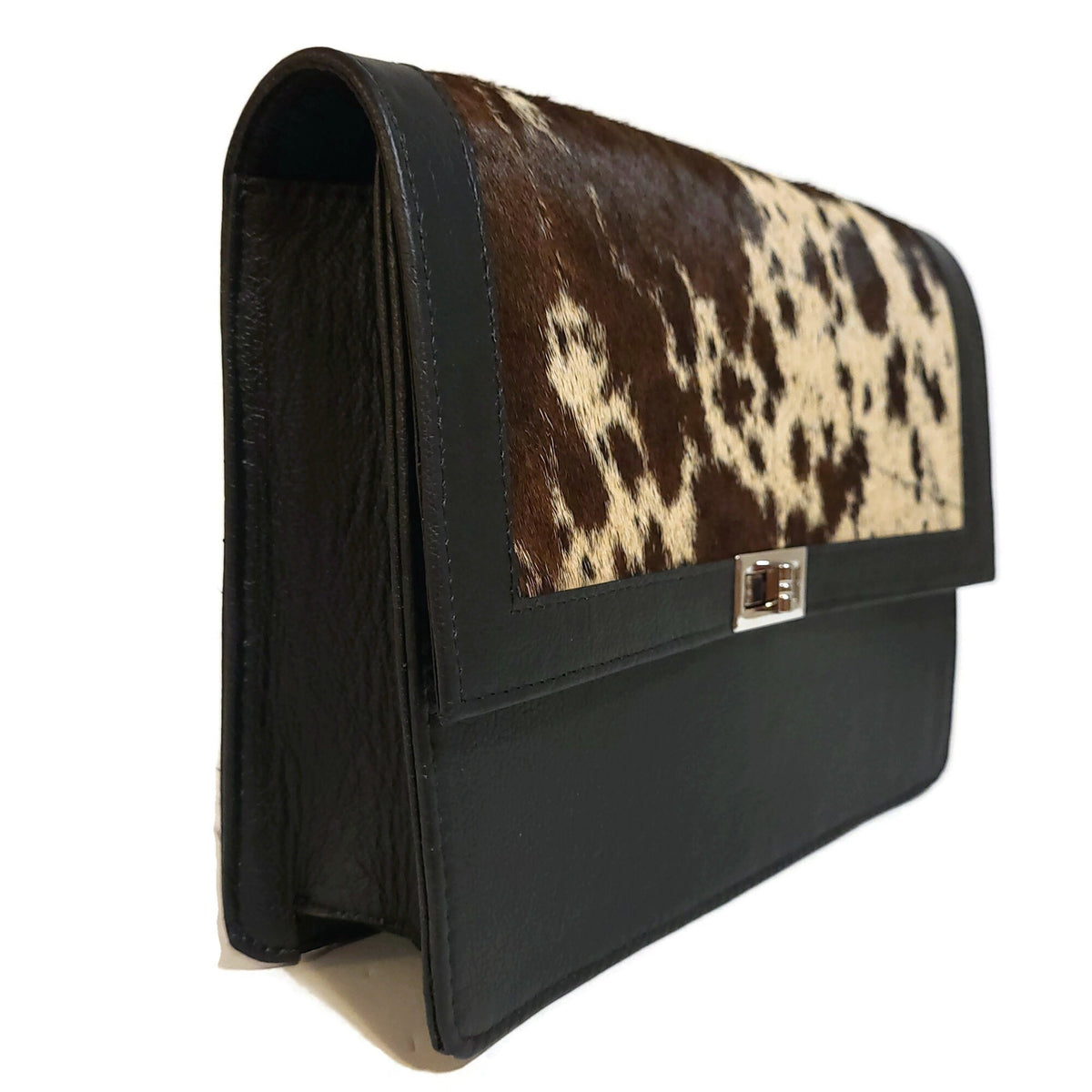 Hair On Hide Leather Bag: Western Cowgirl Shoulder Bag,  Black