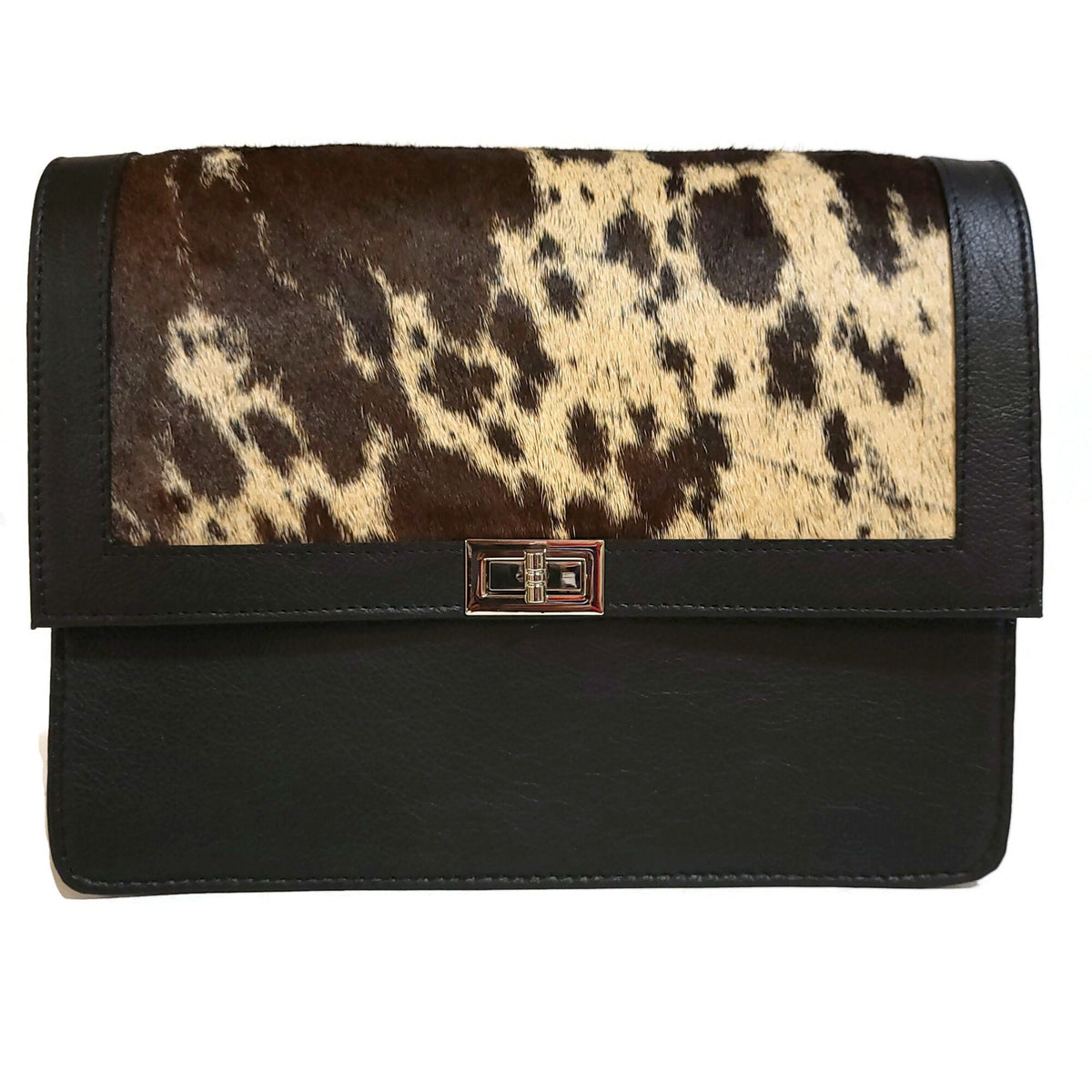 Hair On Hide Leather Bag: Western Cowgirl Shoulder Bag,  Black