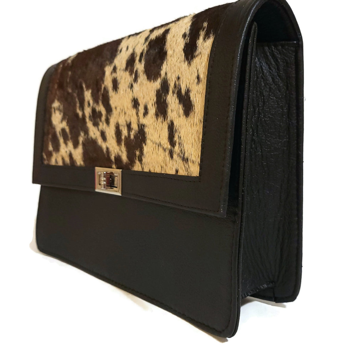 Hair On Hide Leather Bag: Western Cowgirl Shoulder Bag,  Black