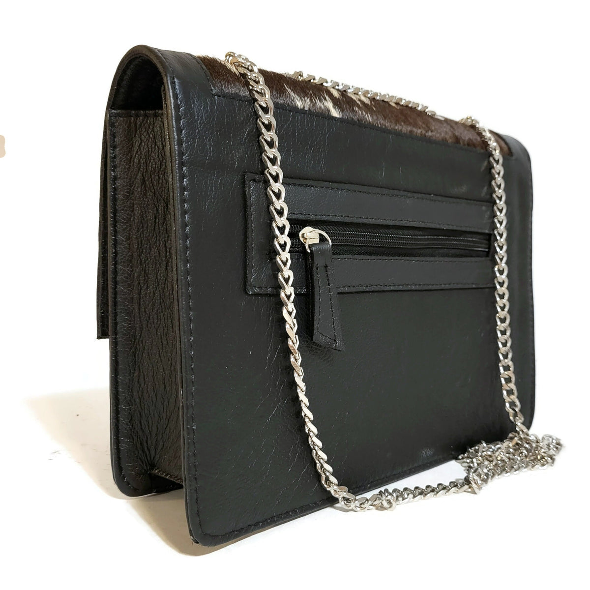 Hair On Hide Leather Bag: Western Cowgirl Shoulder Bag,  Black