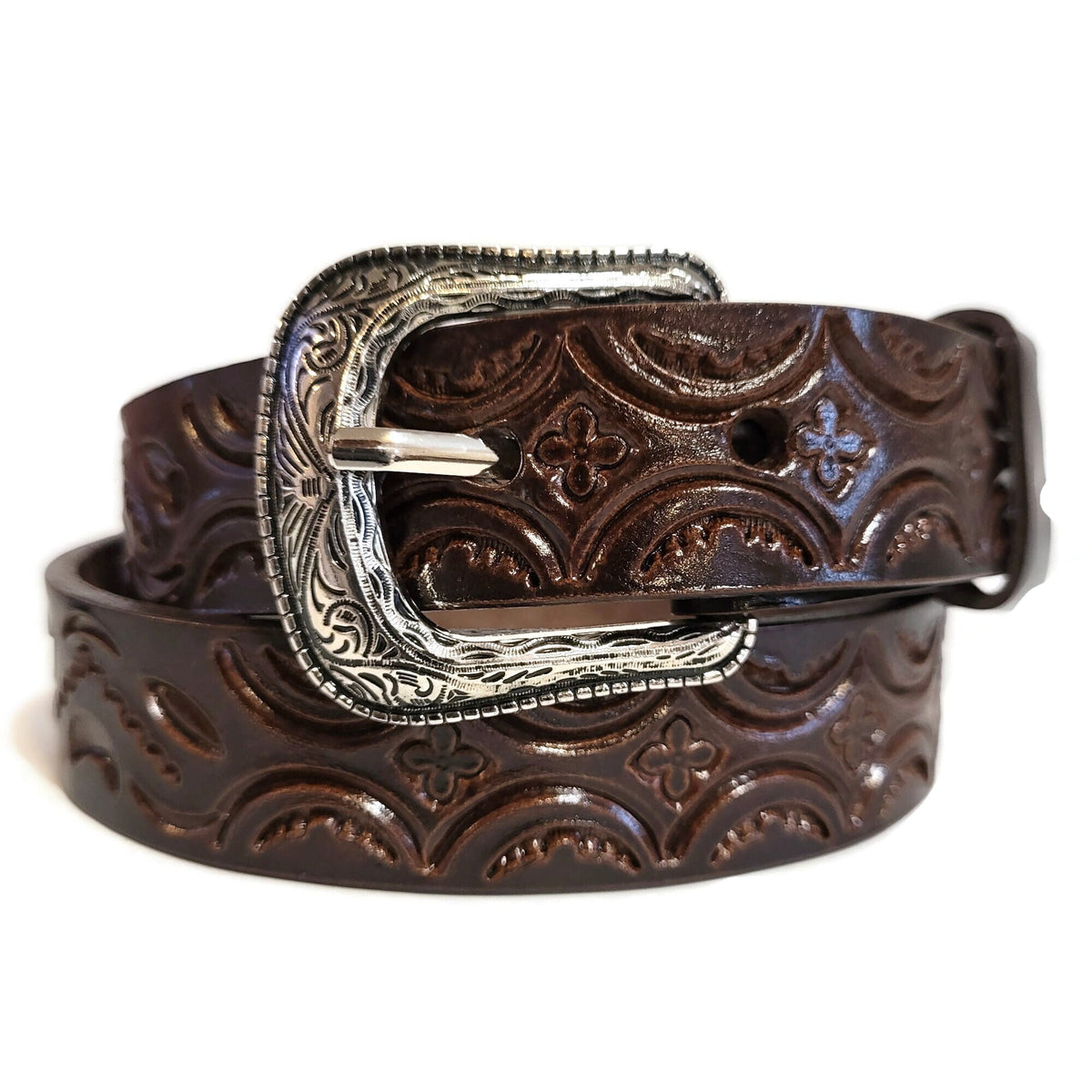 Brown Hand Tooled Leather Belt for Children  Personalized Western Cowboy Rodeo Style