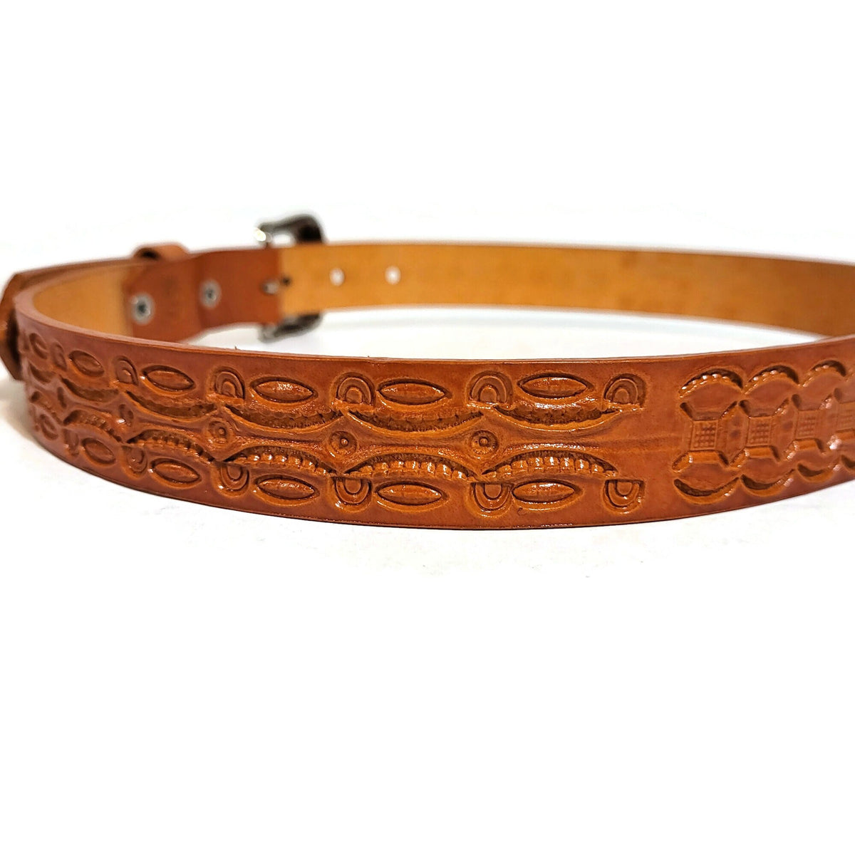 Tan Leather Belt for Boys, Hand tooled leather, Cowboy Rodeo  Western Style