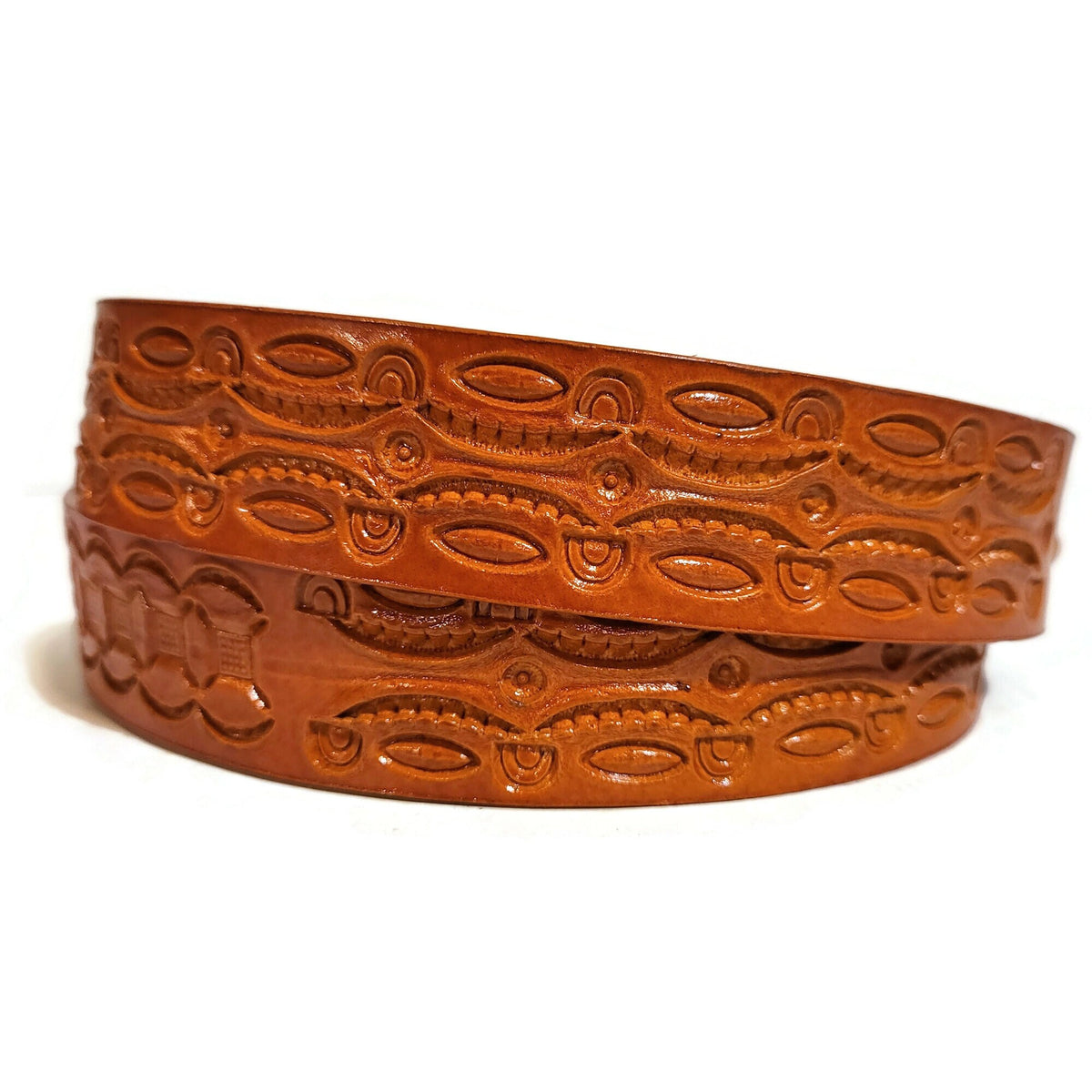 Tan Leather Belt for Boys, Hand tooled leather, Cowboy Rodeo  Western Style