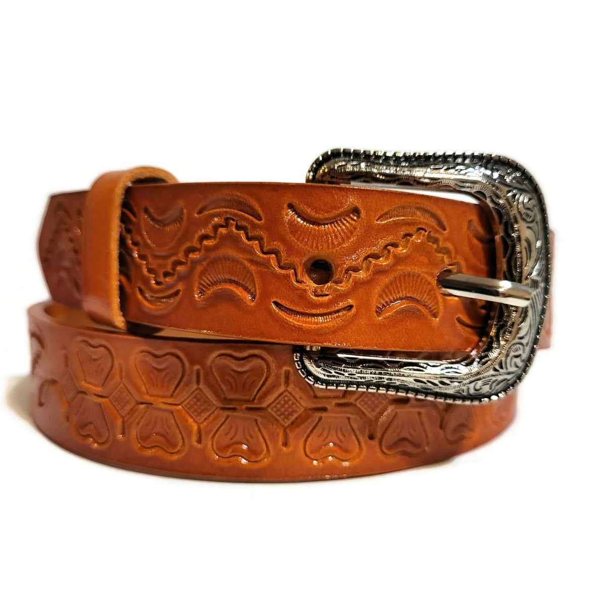 Hand Tooled Leather Rodeo Belt for Kids: Handmade Children's Belt