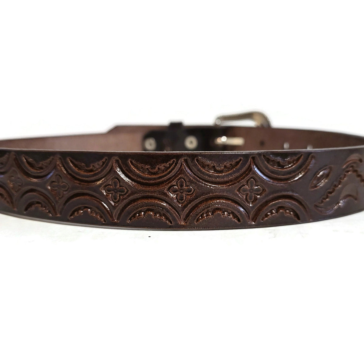 Brown Hand Tooled Leather Belt for Children  Personalized Western Cowboy Rodeo Style