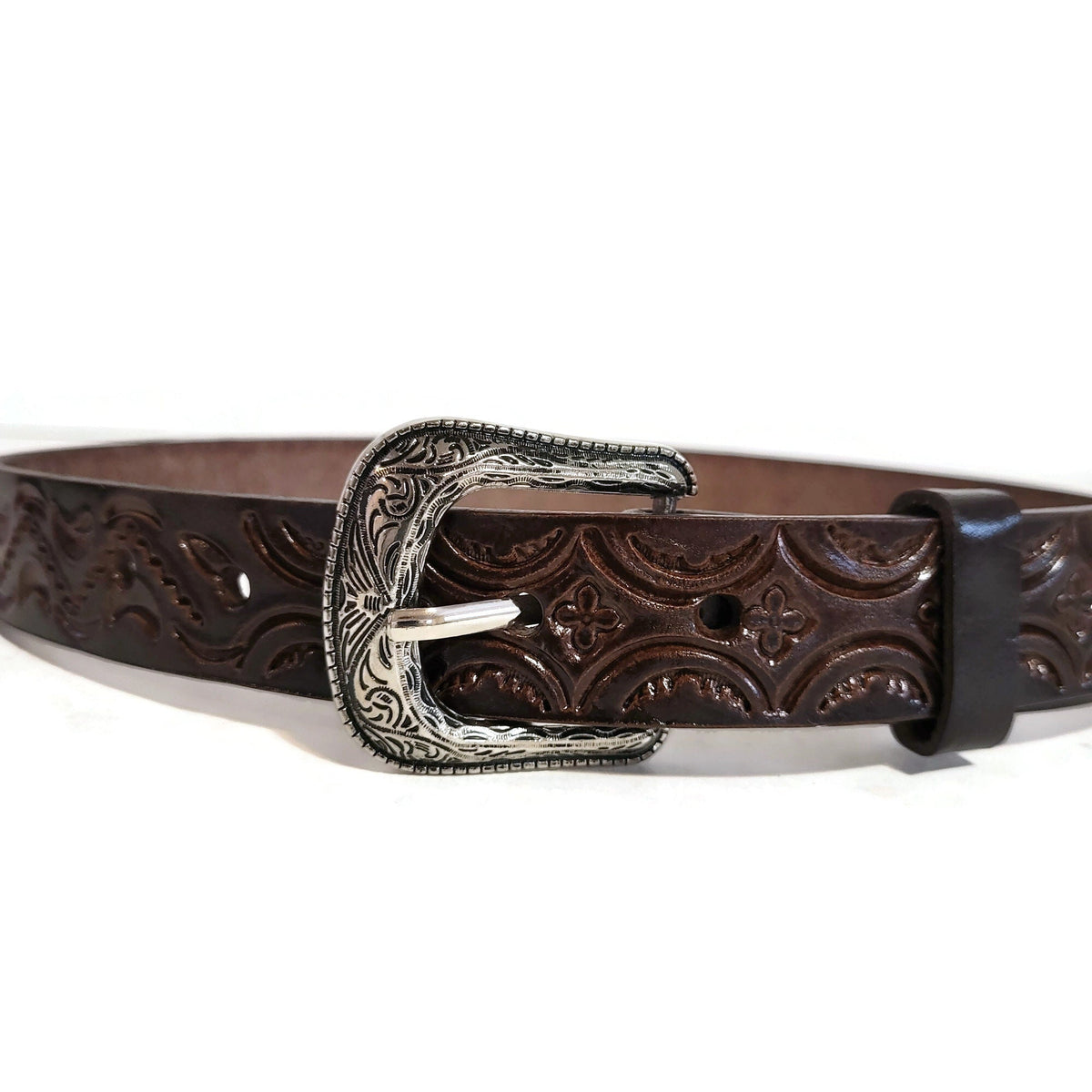 Brown Hand Tooled Leather Belt for Children  Personalized Western Cowboy Rodeo Style