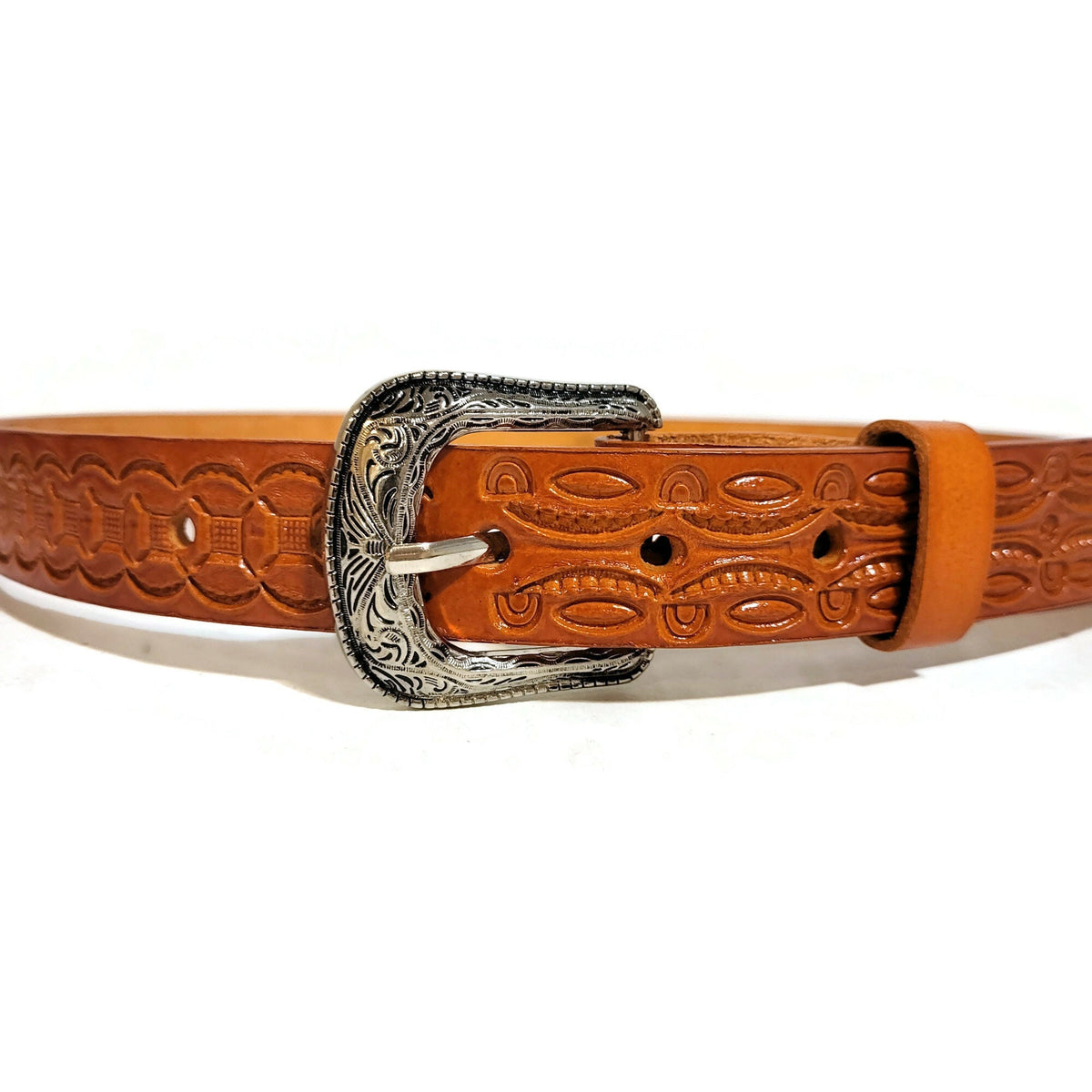 Tan Leather Belt for Boys, Hand tooled leather, Cowboy Rodeo  Western Style