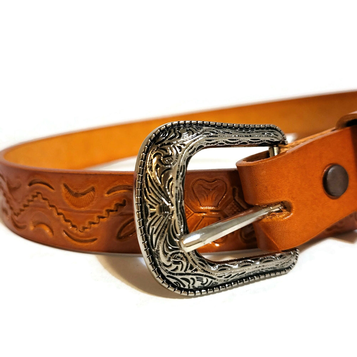 Hand Tooled Leather Rodeo Belt for Kids: Handmade Children's Belt