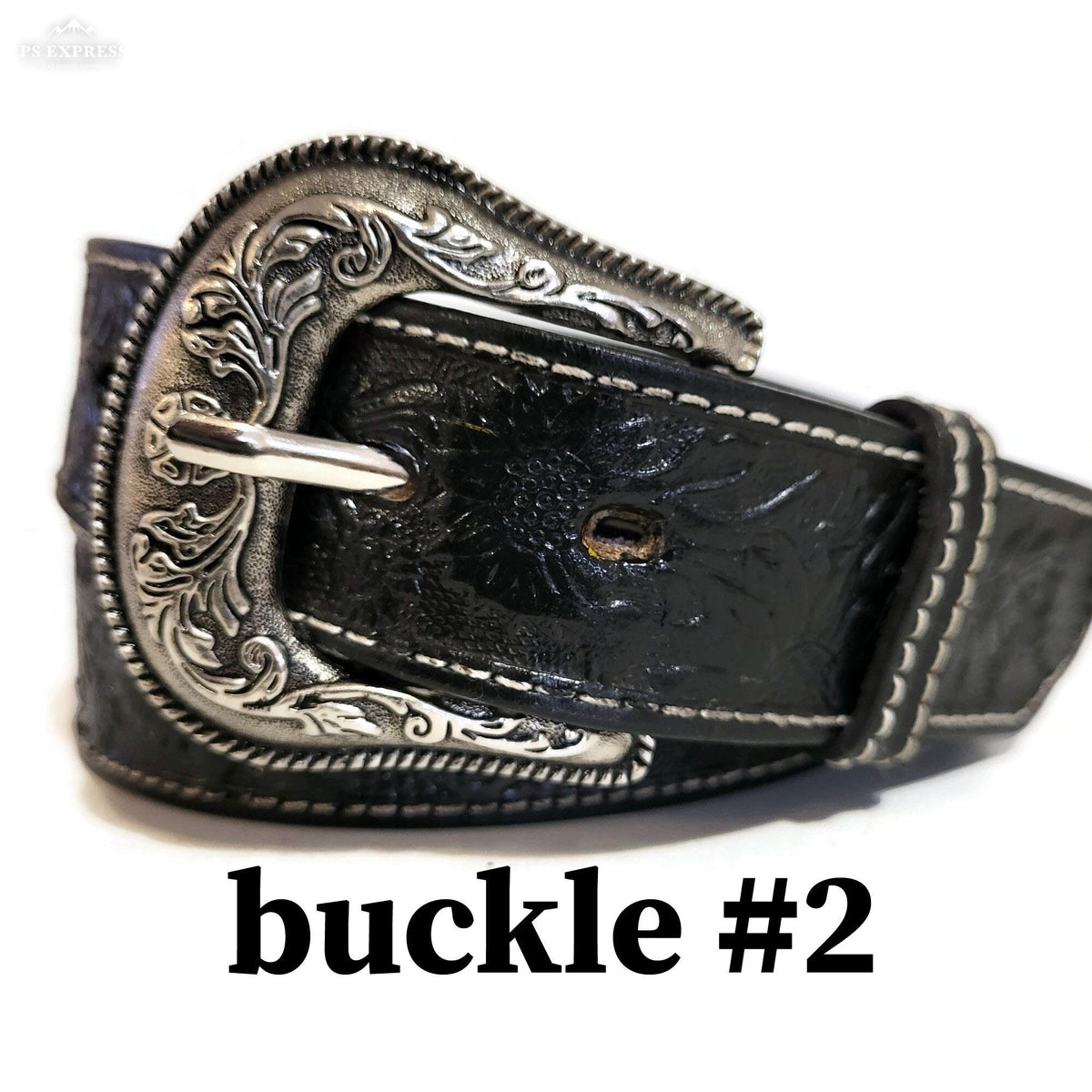 Black Embossed Floral Leather Belt for Women Western Boho Style, Personalized