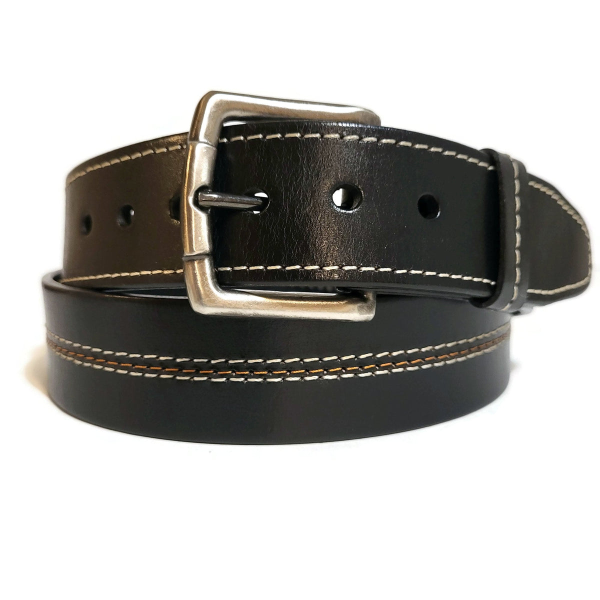 Black Leather Belt for Men, Casual Dress Style, Removable Buckle